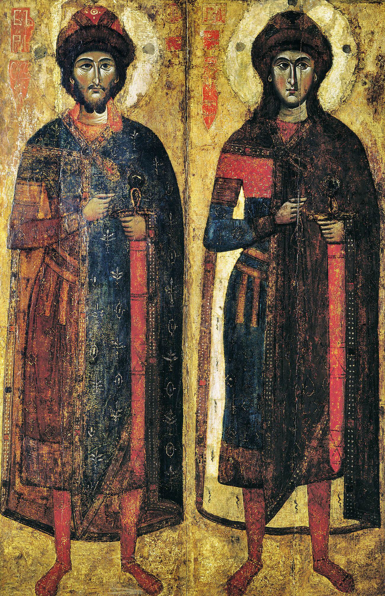 Св. Борис и Глеб, једна од најстаријих икона у Русији нађена у Новгороду и вероватно насликана у Тверу око 1300. г.