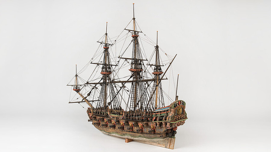 Maqueta del “Solen”, un barco sueco típico de la Guerra del Norte. 