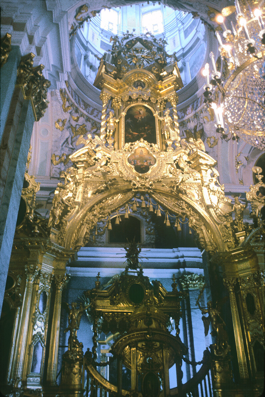 Cathedral of Sts. Peter & Paul. Icon screen in form of triumphal arch before main altar. April 9, 1984