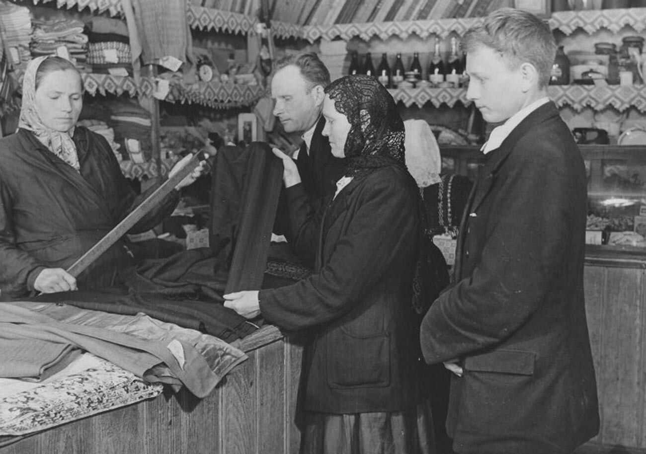 A kolkhoz store in Kursk Region, 1957.