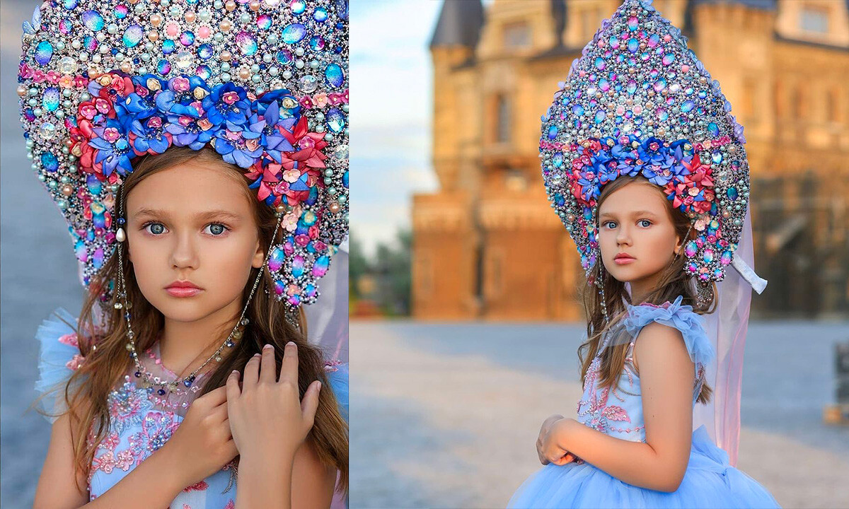 Lilac flower wreath kokoshnik