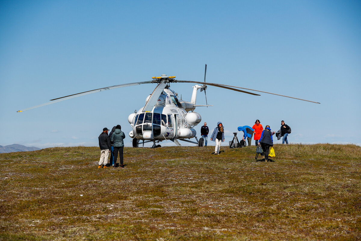 Helicopter is a local transport in this remote area.