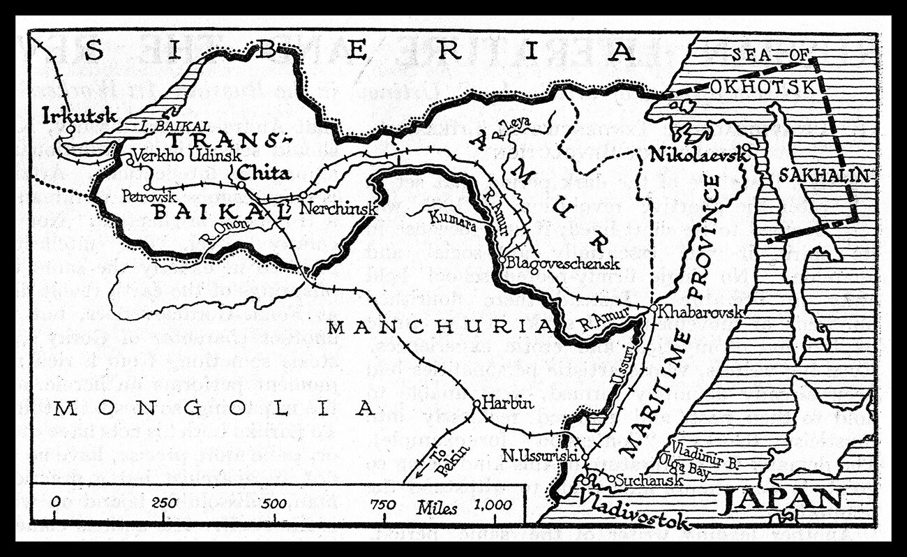 Mapa de la República del Lejano Oriente, 1922