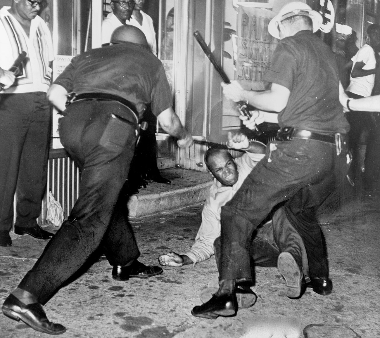 Incident at 133rd St. and Seventh Ave, as Harlem was torn by disorder.