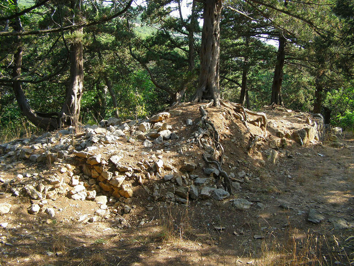 Ruševine tvrđave Haraks (vjerojatno dio gornjeg obrambenog zida). 