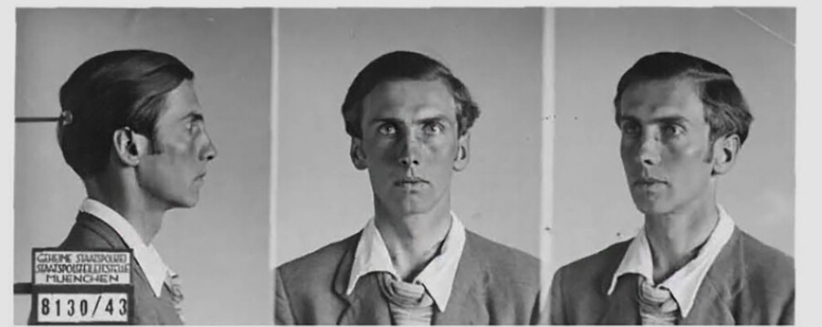 Gestapo photos of Alexander Schmorell, taken after his capture on February 24, 1943