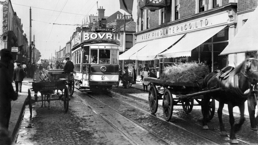 Tranvía eléctrico en Dublín, en 1906