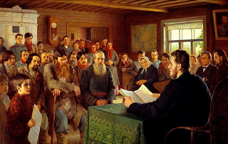 Nikolaï Bogdanov-Belski. Dimanche de lecture dans une école rurale. 1895 