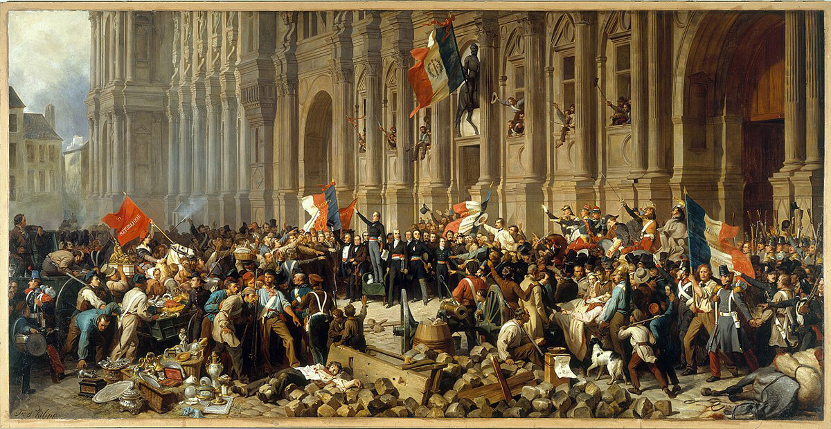 Henri Felix Emmanuel Philippoteaux. Lamartine rejects the Red Flag before the Hotel de Ville in 1848