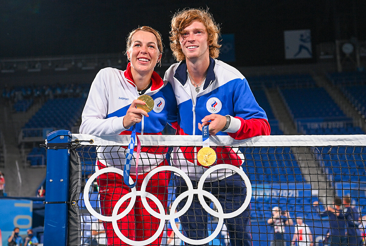 Andrey Rublev and Anastasia Pavlyuchenkova won gold at the 2020 Tokyo Summer Olympics in the mixed doubles