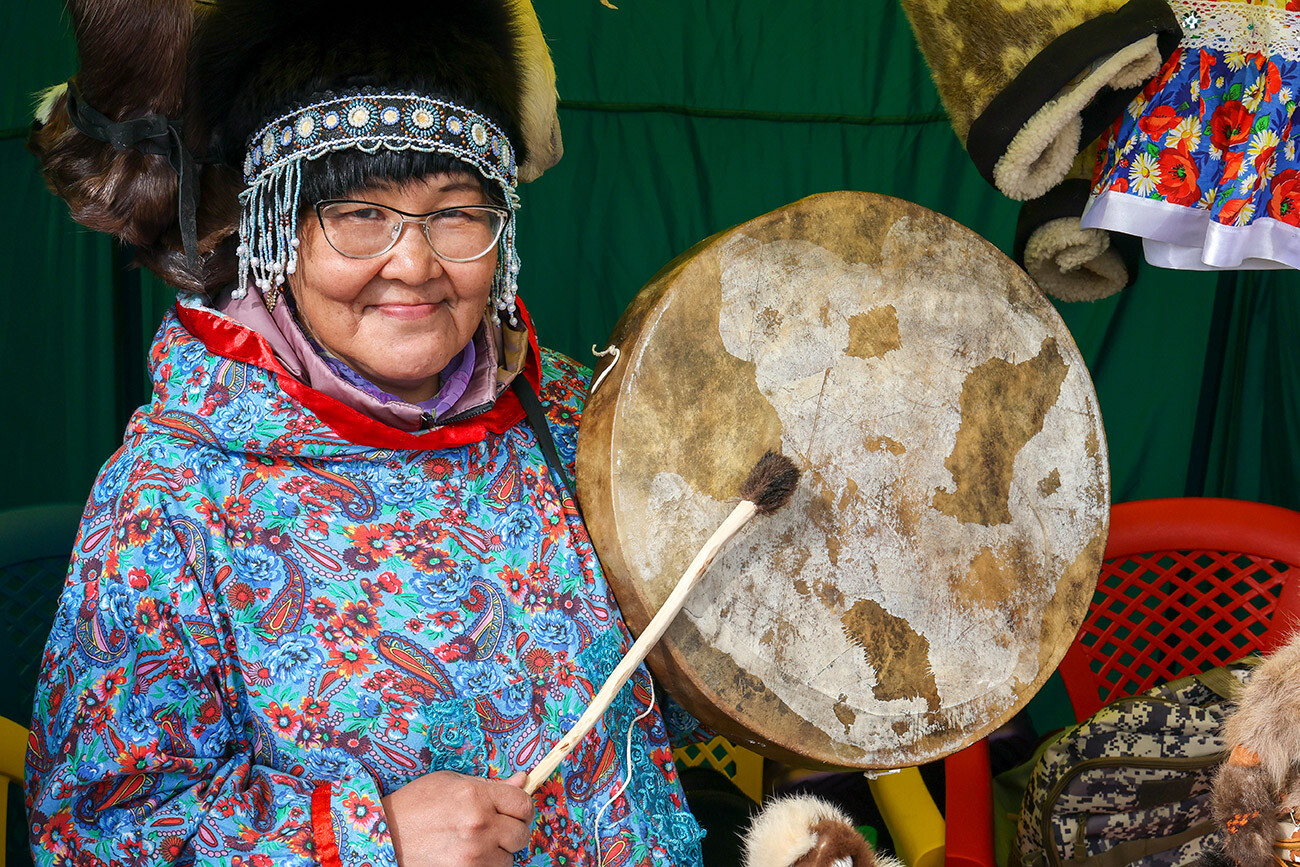 Olga and her souvenirs.