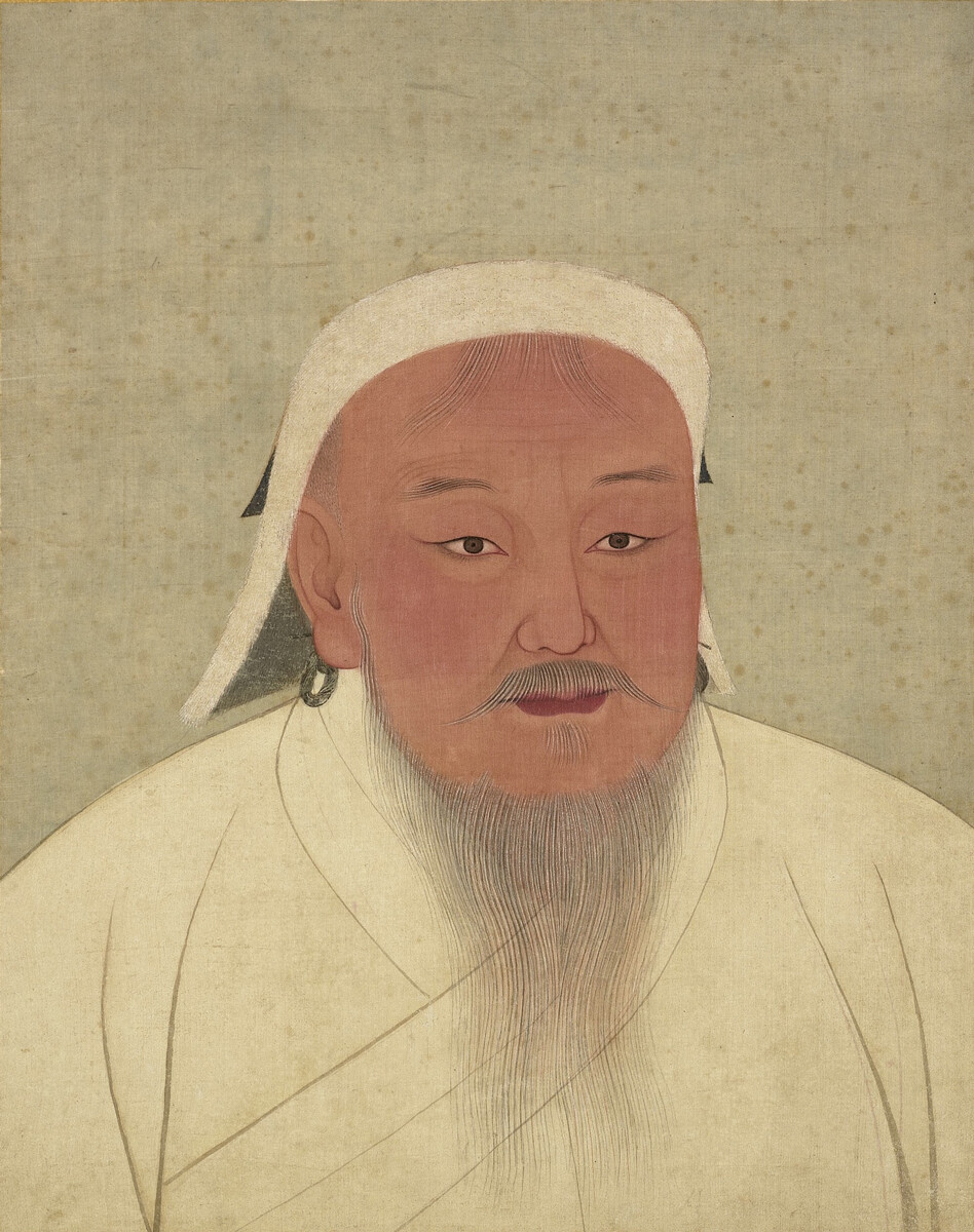 Taizu, bolj znan kot Džingiskan. Portret, izrezan s strani iz albuma, ki prikazuje več cesarjev Yuan.