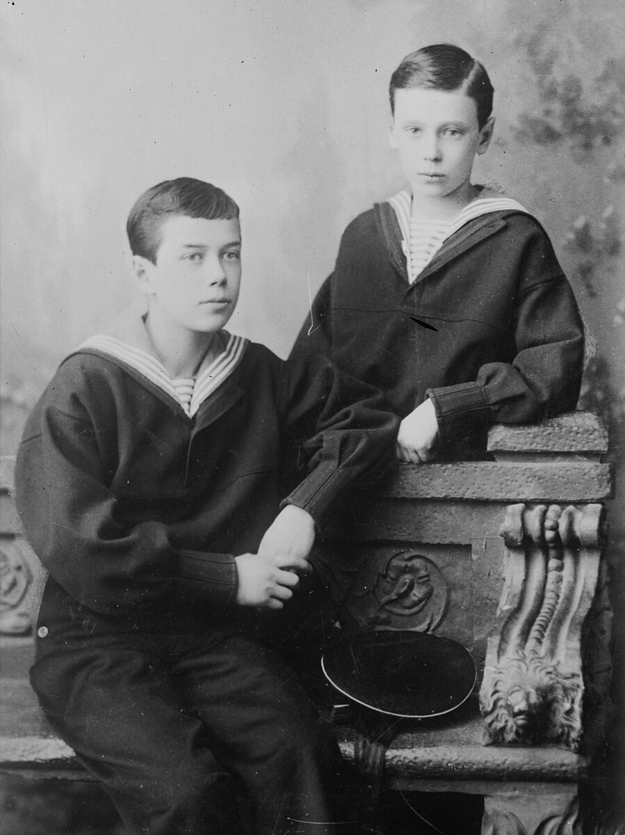 The Tsar at 15 with his brother.