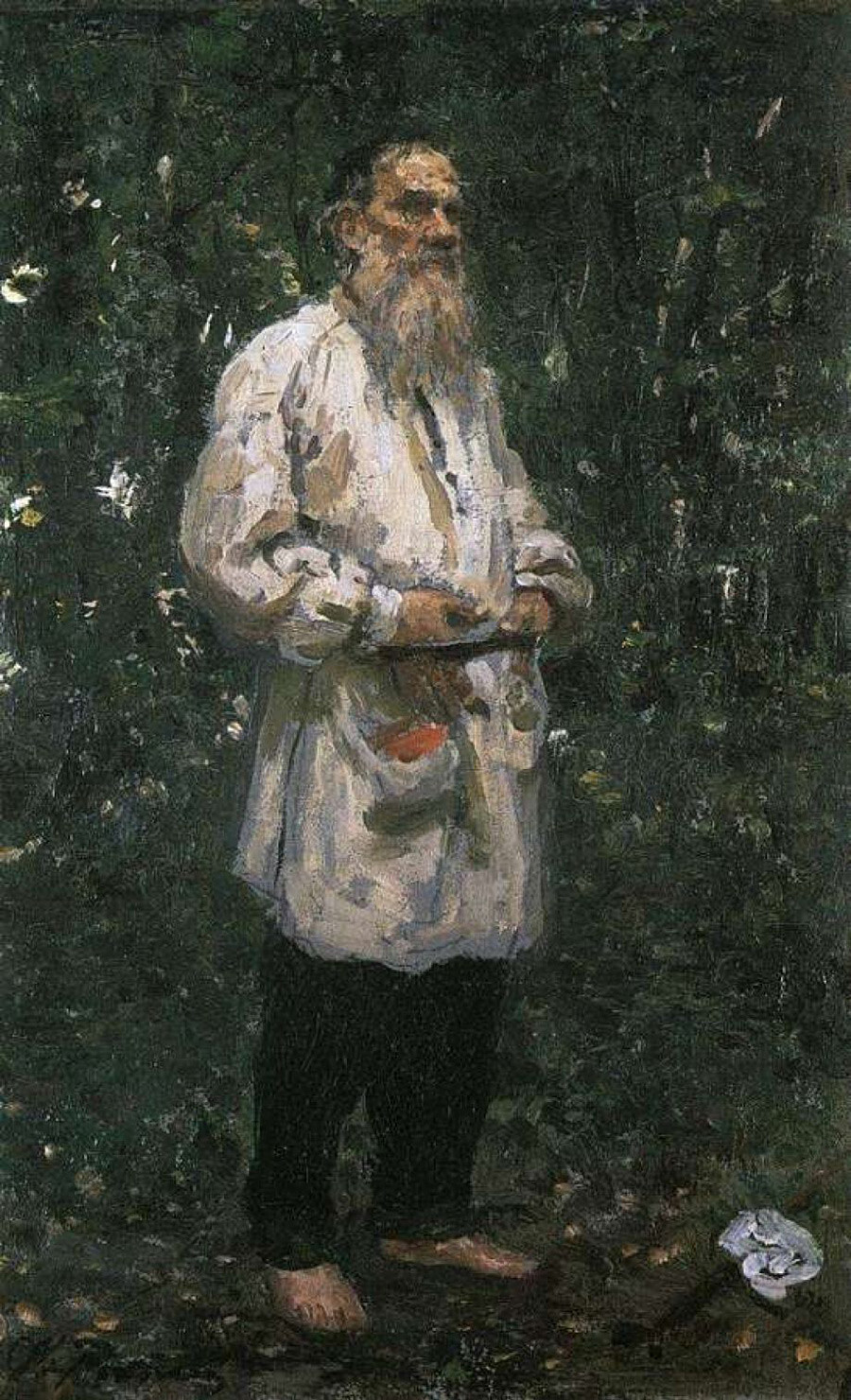 И.Е. Репин. Лев Николаевич Толстой необут. Етюд от едноименния портрет. 1891 