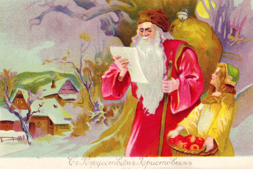 Die ersten Weihnachtskarten in Russland kamen in den 1890er Jahren aus England.