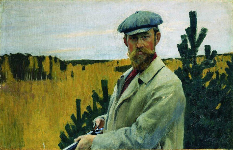 Born into a poor family, Boris Kustodiev (1878-1927) was prepared for a life in the priesthood. Having enrolled at a seminary, in 1896 he left for St. Petersburg and entered the Academy of Fine Arts. // Self-portrait during the hunt, 1905.