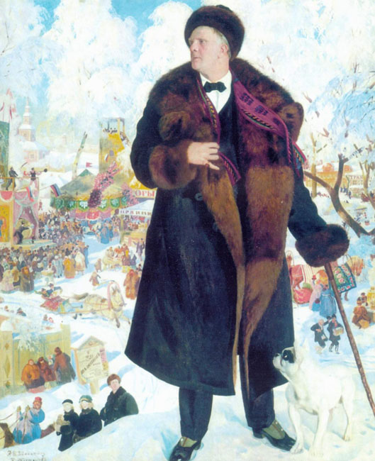 Kustodiev's possessed an amazing ability to create the image of a person out in the open air. Chaliapin was so huge that the workshop was too small for him. The artist was unable to accommodate his entire figure. The canvas was tilted so that the infirm Kustodiev could paint in a sedentary position. It was the work of intuition, created by artistic instinct. Kustodiev never saw the portrait in its entirety from a sufficiently objective viewpoint, and therefore had no idea how the picture had turned out. But Chaliapin rated it very highly.