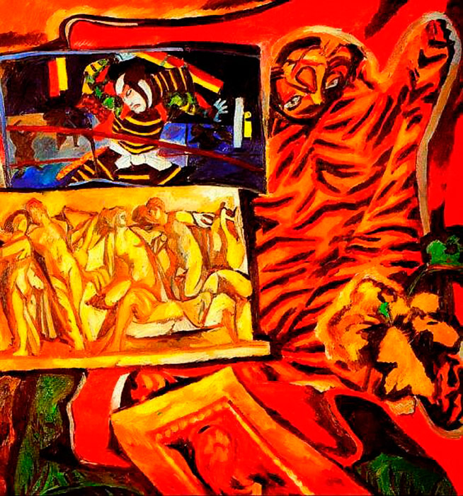 1920-ih godina Natalija mnogo slika, dizajnira knjige i radi scenografije. 1950-ih napravila je ciklus mrtvih priroda i „kozmičkih" slika. Natalija Gončarova umire u Parizu 1962. / Mrtva priroda s tigrom.