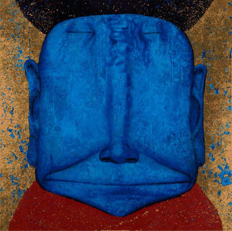 ドルジエフ氏の絵画『ニルヴァーナ 3s』は、12月16日に米国チベットハウス主催の2013年慈善オークションの一環としてクリスティーズで売りに出された注目の品でもあった。/ 『ニルヴァーナ 3s』、2012年。キャンバスにアクリル絵の具および混合の媒材