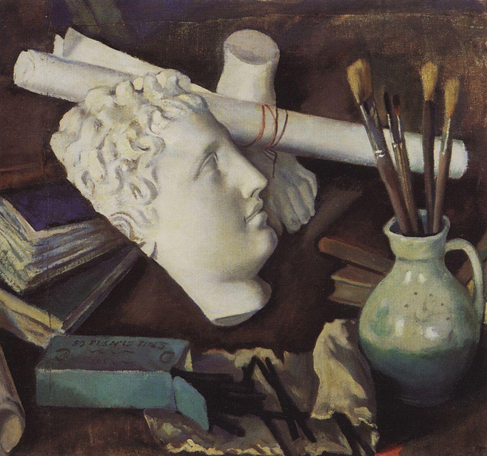 彼女が受けた美術教育は中途半端なものだったが、セルゲイ・ディアギレフとともに「芸術世界」協会を創設した叔父のアレクサンドル・ベノワと親しい関係にあった。セレブリャコーワが芸術家の道を歩む運命を辿ったのは、家に代々続く伝統によるものであった。\ 『美術的特性をもつ静物画』、1922年