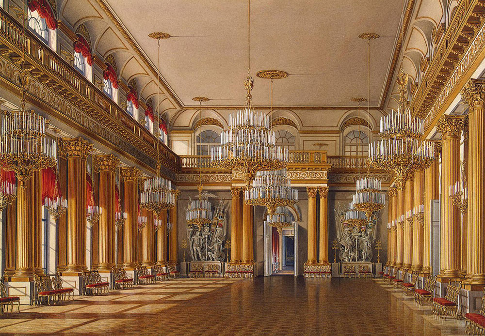 Im Januar 1920 wurde im Winterpalast das Staatliche Revolutionsmuseum eröffnet. Es teilte das Gebäude mit der Staatlichen Eremitage bis 1941. / Wappensaal