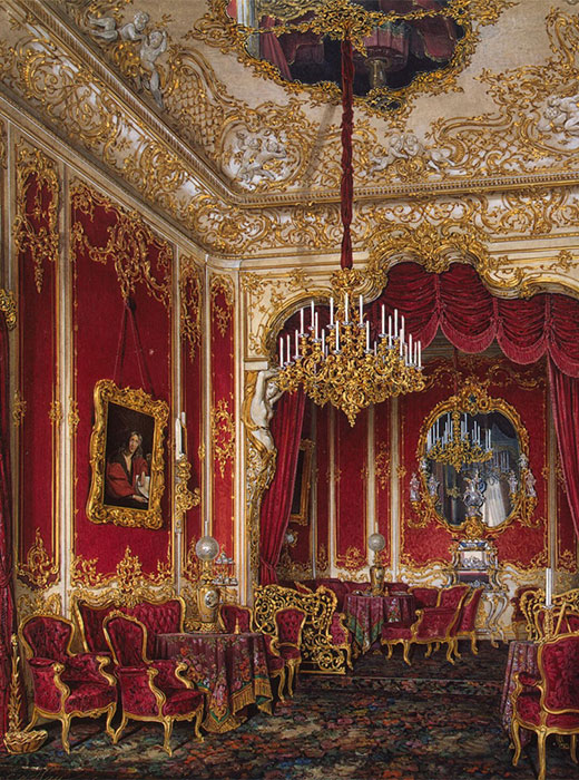 今では世界中の観光客が冬宮殿とエルミタージュ美術館を訪れ、ロシア有数の観光スポットである。/ マリア・アレクサンドロヴナ(ザクセン＝コーブルク＝ゴータ公妃)の私室