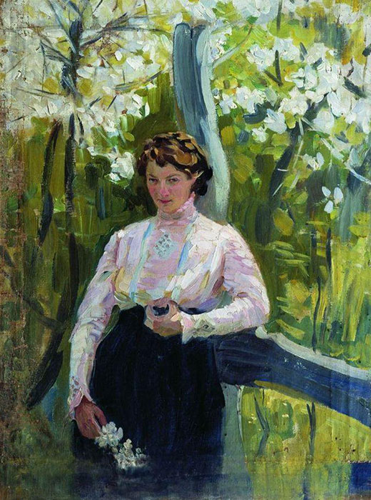 イヴァン・クリコフはこの無名の少女の肖像画を1912年に描いた。彼は芸術アカデミーを卒業したばかりで、この時期に多くの肖像画と風景画を描いた。第一次世界大戦前、彼は放置された邸宅を訪れ、そこにあった絵や彫刻や書類の模写を行なった。 / 「春」、1912年、イヴァン・クリコフ