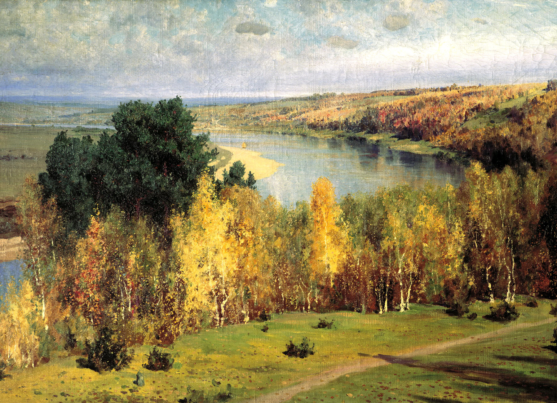 Many of the paintings by Polenov depict intimate places where he lived for a long time, including the banks of the Oka river. His painting «Golden Autumn» is no exception, and ranks as one of the artist's most important works. // Vasily Polenov, «Golden Autumn», 1893