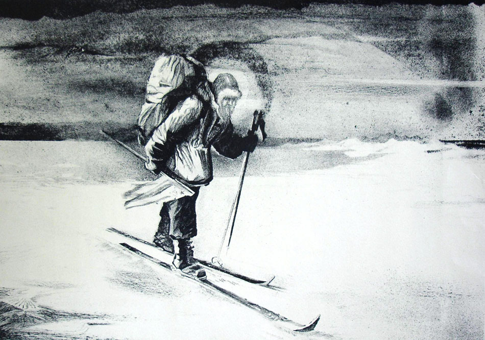 En tant qu'artiste, Fedor Konioukhov fonde son processus de création sur une fusion de l'homme et de la nature en une même entité. Au cours des cinq années qu'il a passées dans la péninsule du Tchoukotka, Konioukhov a dessiné des centaines d'esquisses sur le thème "Vie quotidienne des peuples du Nord." // La route du Pôle, 1984