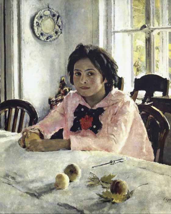 1887 saw the appearance of Serov’s most famous painting, “Girl with Peaches,” (1887) which shows Vera, the daughter of renowned philanthropist and collector Savva Mamontov. No other Russian artist ever conveyed the poetry of youth with such captivating freshness or masterful technique. // Girl with peaches, 1887