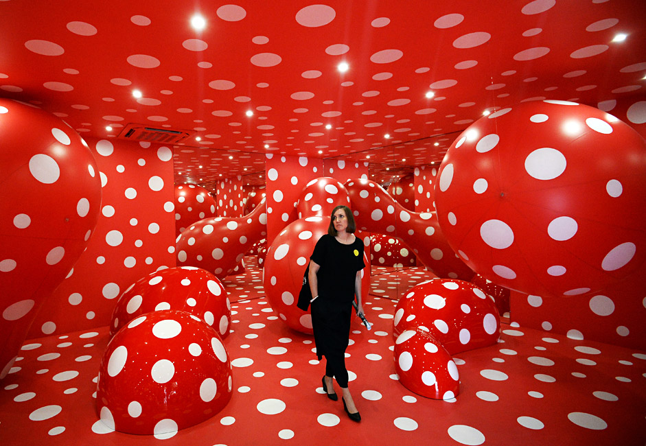 A woman visits the new building of Moscow's Garage Museum of Contemporary Art in Moscow's Gorky Park