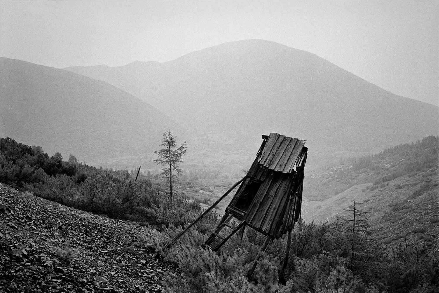 Dneprovsky is one of the few extant camps of the Kolyma Gulag. From 1941 to 1955 there was a pit tin mine where ordinary prisoners, "especially dangerous criminals" and former Soviet POWs labored.