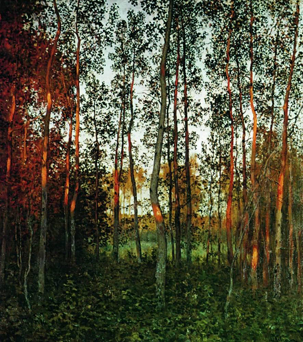 The last rays of the sun. Aspen forest, 1897, Isaak Levitan.