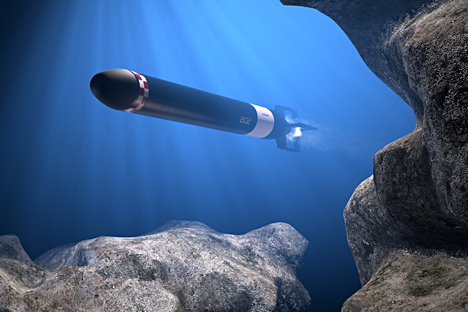 Underwater torpedo.