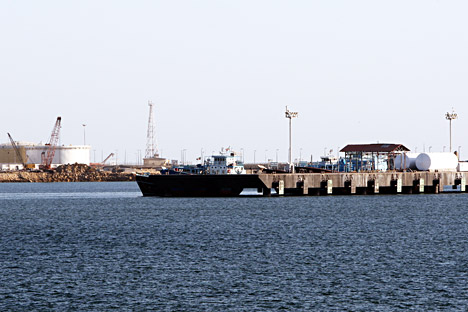 A general view of the Kalntari oil dock of the Sea of Oman near the strait of Hormuz in the city of Chabahar, south-eastern of Iran.