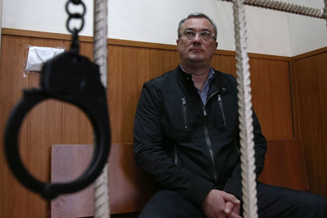Vyacheslav Gaizer, head of the Republic of Komi seen ahead of a hearing into the investigation's request for his arrest on suspicion of fraud and criminal conspiracy at Moscow's Basmanny District Court. 