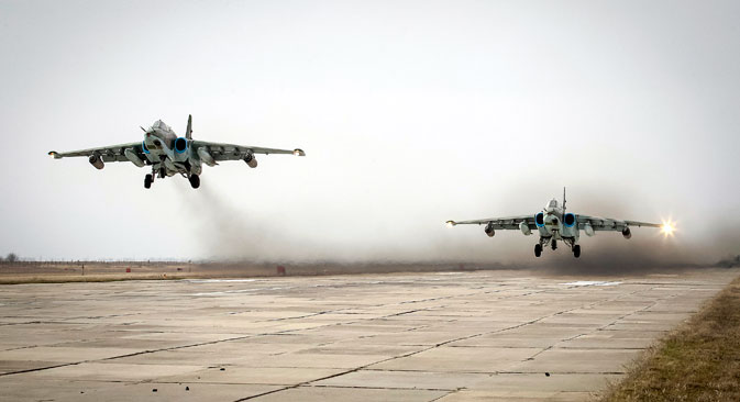 Sukhoi Su-25 jet fighters