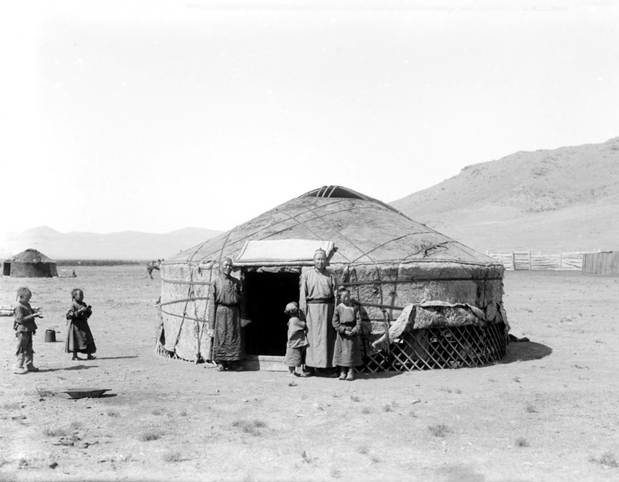 This is what a yurt looked like when assembled. Only 10 percent of the population lived in cities. The rest lived in settlements or wandered from place to place, since they were primarily deer-herders.