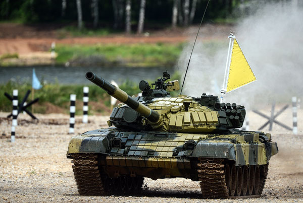 Tank crew of the Eastern Military District during the Tank Biathlon 2014. competition.