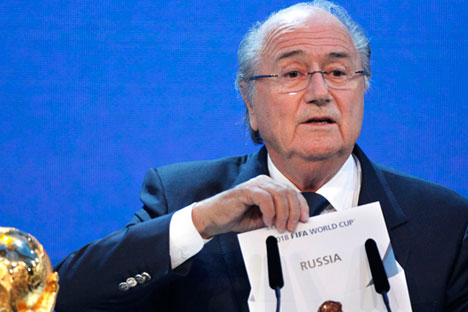 Blatter no anúncio da Rússia como futura sede da Copa de 2018