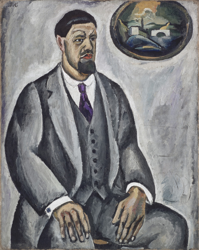 3. Konchalovsky’s contemporaries in Moscow regarded his painting as “French” in style. However, European critics and artists (including the great Swiss painter Félix Vallotton) noted his exceptional “Slavic” character and “barbarian” color. // Self portrait in grey, 1911.