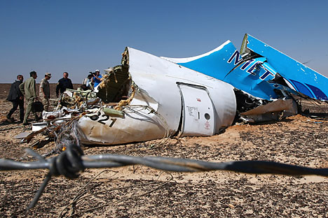 Wreckage of Russian Airbus A321 at the site of the crash in Sinai, Egypt. 