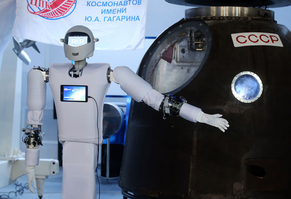 Russia. Moscow region. 10 November 2015. The robot "Astronaut", which will be sent to the ISS as an assistant after a number of additional studies that will generate new knowledge in the field of interaction between the robot and the human. "Andronavt" belongs to the latter category of robotic systems, which can be remotely at great distances and to manage the operator using the exoskeleton.