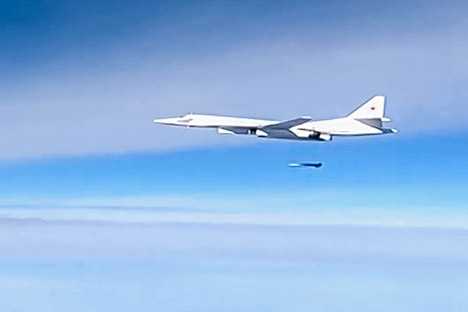 Tupolev Tu-160 supersonic strategic bomber of the Russian Aerospace Forces to strike the Islamic State infrastructure facilities in Syria. 