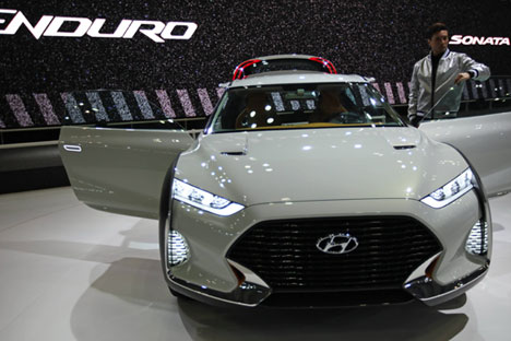 Le 2 avril 2015. Une Hyundai Enduro présentée lors du Seoul Motor Show à Ilsan, Corée du Sud.