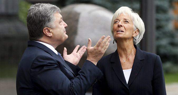 Le président ukrainien Petro Porochenko et la directrice générale du Fonds monétaire international (FMI) Christine Lagarde.