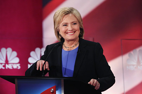 Democratic presidential candidate Hillary Clinton participates in the Democratic Candidates Debate on January 17, 2016 in Charleston, South Carolina. 