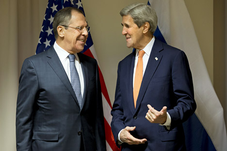 U.S. Secretary of State John Kerry meets Russian Foreign Minister Sergey Lavrov for their meeting on Syria, in Zurich, Switzerland, Jan. 20, 2016