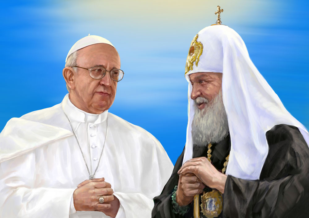 Papa Francesco e il patriarca Kirill. 