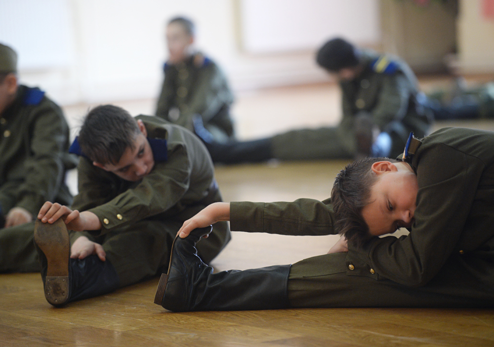 Estudiantes durante una clase de Educación Física en la Escuela Presidencial de Cadetes de Moscú